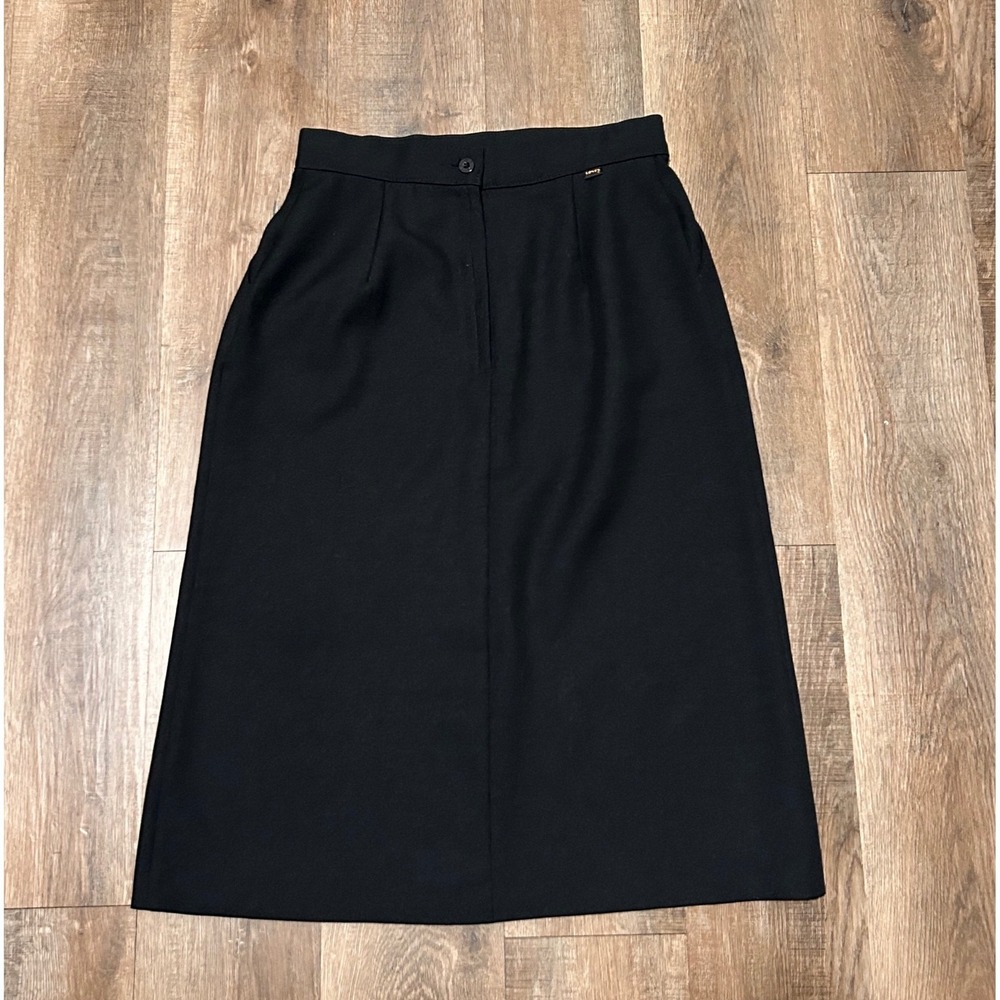 Vintage Levis Black Midi Skirt High Waisted Dark Academia Woven Straight Skirt